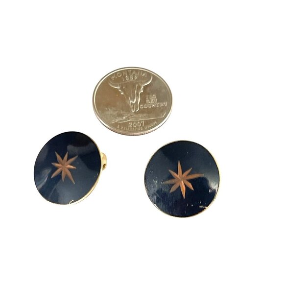 Vintage Black & Gold Starburst Clip-On Earrings Retro 90s 80s - Picture 3 of 7